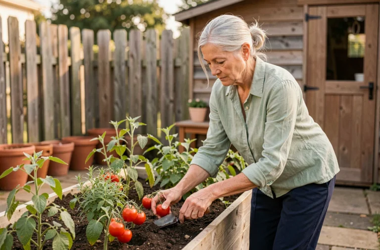 Senior femme active jardinage retraite épanouie activité plein air