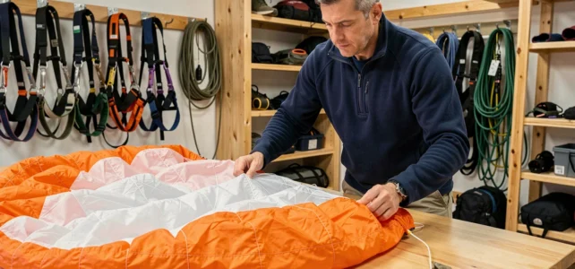 Les étapes essentielles pour le pliage du parachute de secours en parapente